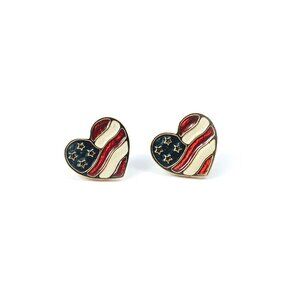 Vintage Avon Heart of America US Flag Stud Earrings